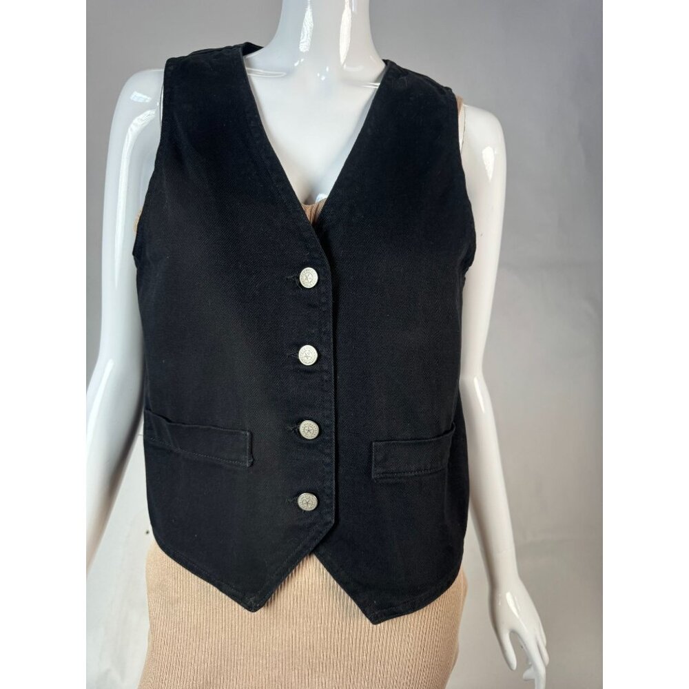 Vivaldi Jeanswear Womens Black Vest Cotton S Small USA Made